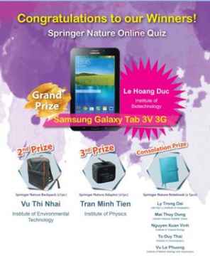 Thông báo kết quả Online Quiz - Đố vui trúng thưởng và dùng thử các tạp chí Nature.
